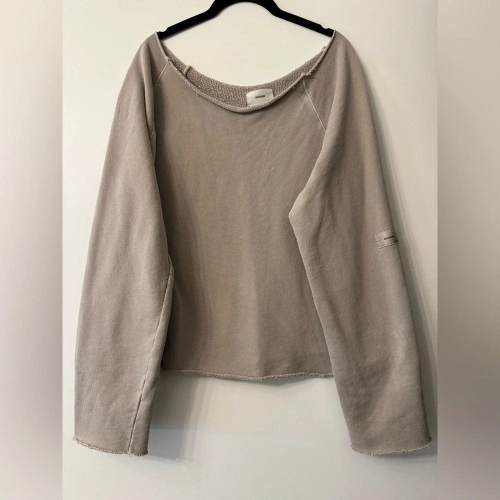 Joah Brown Slouchy Pullover Sweatshirt - 2 Size - S/M Sand French Terry - Picture 3 of 8